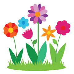 A colorful assortment of garden flowers meadow Adobe Illustrator Artwork