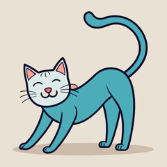 A minimalist line drawing of a cat stretching Adobe Illustrator Artwork