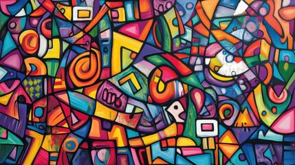 Vibrant Explosion of Colorful Shapes and Patterns