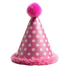 Pink Birthday party hat isolated on transparent background