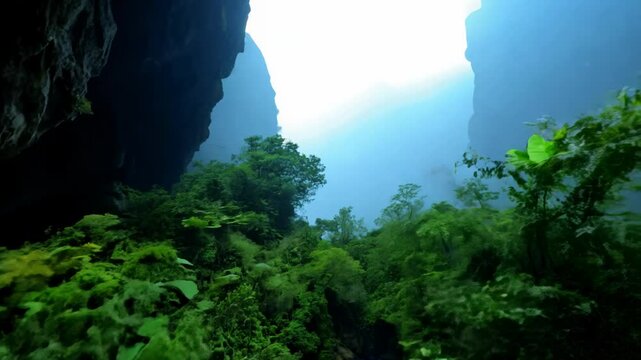 Fly-through, high speed video of Hang Son Doong Cave, Vietnam. Revealing the scale of world's largest cave, complete ecosystem and weather with dim cave lighting.