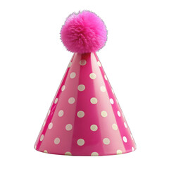 Pink Birthday party hat isolated on transparent background