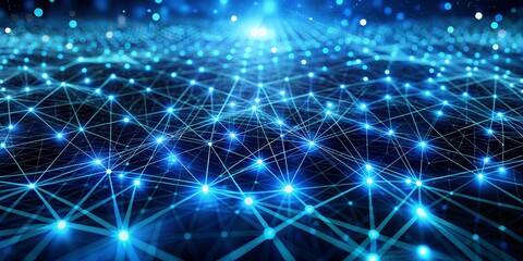 Fototapeta premium Abstract Digital Network with Glowing Nodes and Lines, Digital Network, Network Design