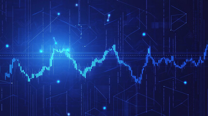 Fototapeta premium a stock market chart in deep blue, with lines and elements highlighted in silver