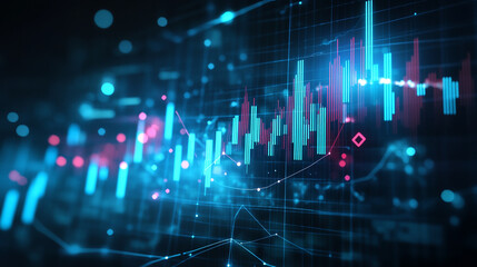 Fototapeta premium the stock market chart features muted blue tones combined with soft greys