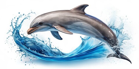 Dolphin Leaping Through a Watery Circle, Ocean, Marine Life, Dolphin, Water ,ocean, marine life