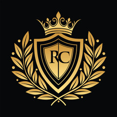 Obraz premium A regal gold crest emblem featuring logo Adobe Illustrator Artwork