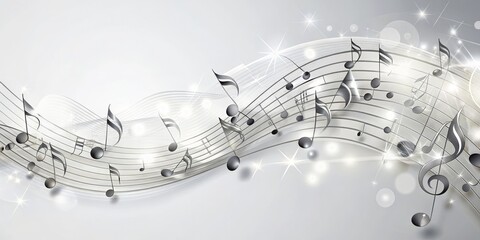 Silver Music Notes Abstract Background, music, abstract