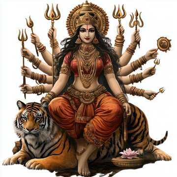 Maa Durga sitting on a tiger Hindu Goddess Lord