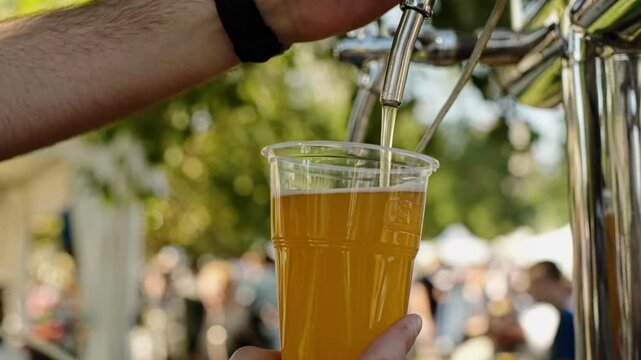 Pouring beer from a tap