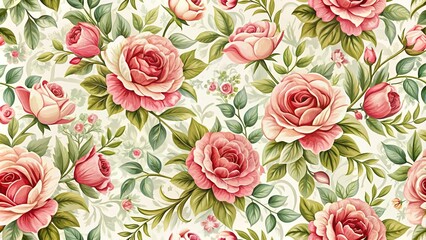 Seamless floral pattern with rose flower tileable