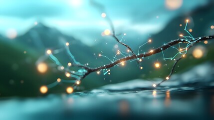 Integrating Seamlessly with Lush Natural Landscape   A Conceptual Depiction of Futuristic Technology Harmoniously Coexisting with the Organic Environment