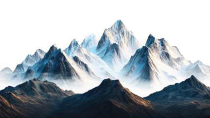 Snowy mountain landscape with a panoramic view of the Alps under a clear sky