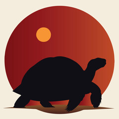 Tortoise vector silhouette on white background Adobe Illustrator Artwork