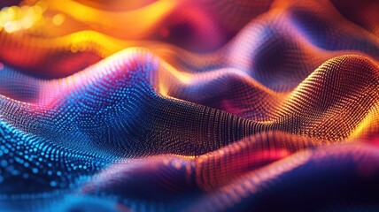 Abstract Wavy Surface with Glowing Particles