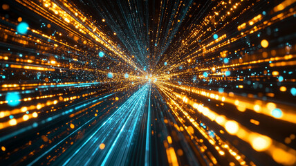 Obraz premium Colorful light beams creating a dynamic visual effect in an abstract digital space