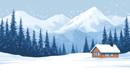 Cozy Cabin in a Peaceful Snowy Landscape