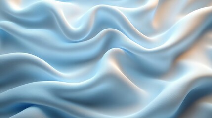Fototapeta premium The soft blue fabric flows gracefully, exhibiting gentle waves and tactile texture, creating a calming atmosphere full of elegance and simplicity.