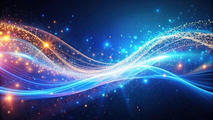 Obraz premium A mesmerizing wave of light and glitter, shimmering against a deep blue backdrop. It's a visual representation of the flow of energy and the magic of the universe.