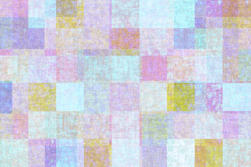 カラフルな方眼の布目模様 淡いピンク 紫 黄色 グレー