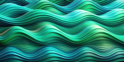 Fototapeta premium Abstract Wavy Pattern in Vibrant Green and Blue Hues