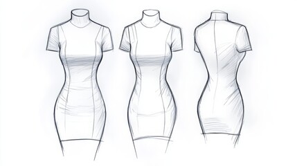 Ultra detailed, photorealistic fashion design sketch of a tailored coat with contrast piping