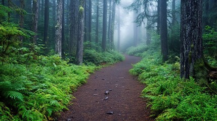 Fototapeta premium Path Through a Misty Forest