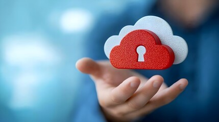 Fototapeta premium Secure Remote Backup of Digital Files Protected by Encrypted Cloud Storage System for Data Protection and Disaster Recovery