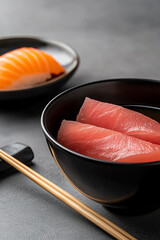 Sushi bowl with fresh tuna slices