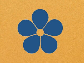 The yellow background image in the picture is an illustration of a single blue flower with five petals and a hole in the center. It is used as an illustration in various artworks.