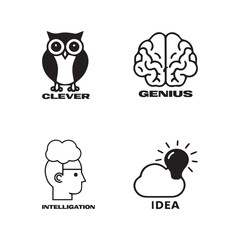  A knowledge icon set, silhouette vector illustration