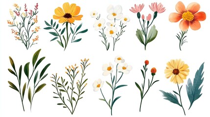 Beautiful Watercolor Illustrations of Wildflowers and Foliage