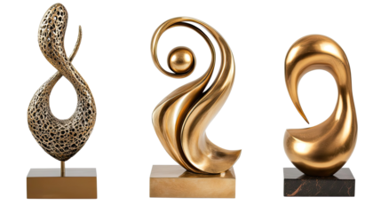 Abstract Decor Sculptures on Transparent Background Generative AI