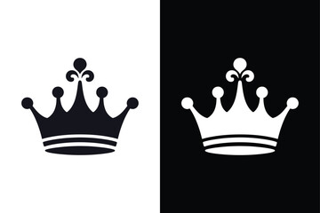 Royal Crown Icons. Black and White Silhouette Vector Collection