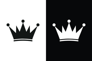Crown Icon Black & White Vector. Royal Silhouette Collection