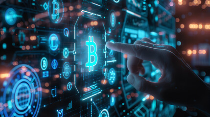 Performing with a vibrant fiber optics background showcasing a fusion of technology and digital connection in a futuristic space.