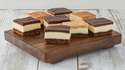 A global collection of desserts featuring American brownies, Italian tiramisu, French macarons, and Turkish baklava, showcasing a variety of sweet delights.