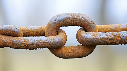 Fototapeta premium Rusty Chain Link Close Up Industrial Strength Connection