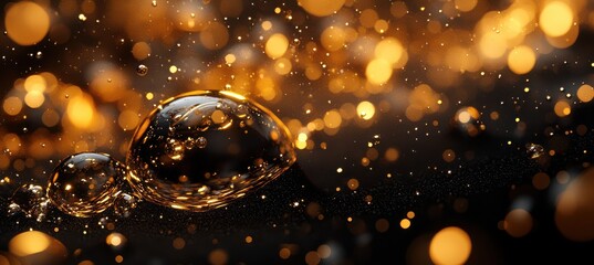 Black and Gold Metallic Liquid Bubbles