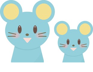 笑顔で親子のネズミさん（上半身）