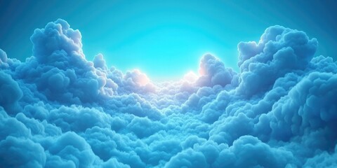 Vibrant blue sky with fluffy white clouds, creating a textured background ideal for various design applications