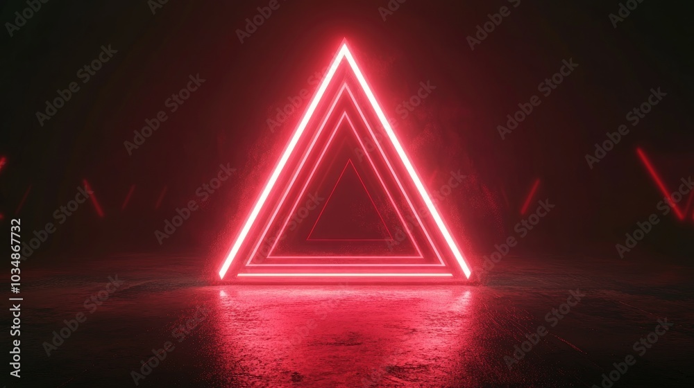 Poster neon illumination triangle with a radiant glow 3d rendering featuring futuristic vj motion graphics 