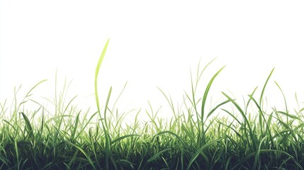 Fototapeta premium Flat design graphic of green grass isolated on a white background featuring a side view template of grass bushes
