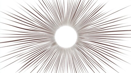 Obraz premium Radial circular lines forming a geometric element Abstract shapes with sunburst rays symbol 2D cartoon style illustration on a white background