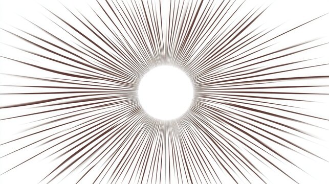 Radial circular lines forming a geometric element Abstract shapes with sunburst rays symbol 2D cartoon style illustration on a white background