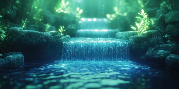 Scenic water flowing gracefully in a protected natural area, Serene water flowing elegantly in a nature reserve