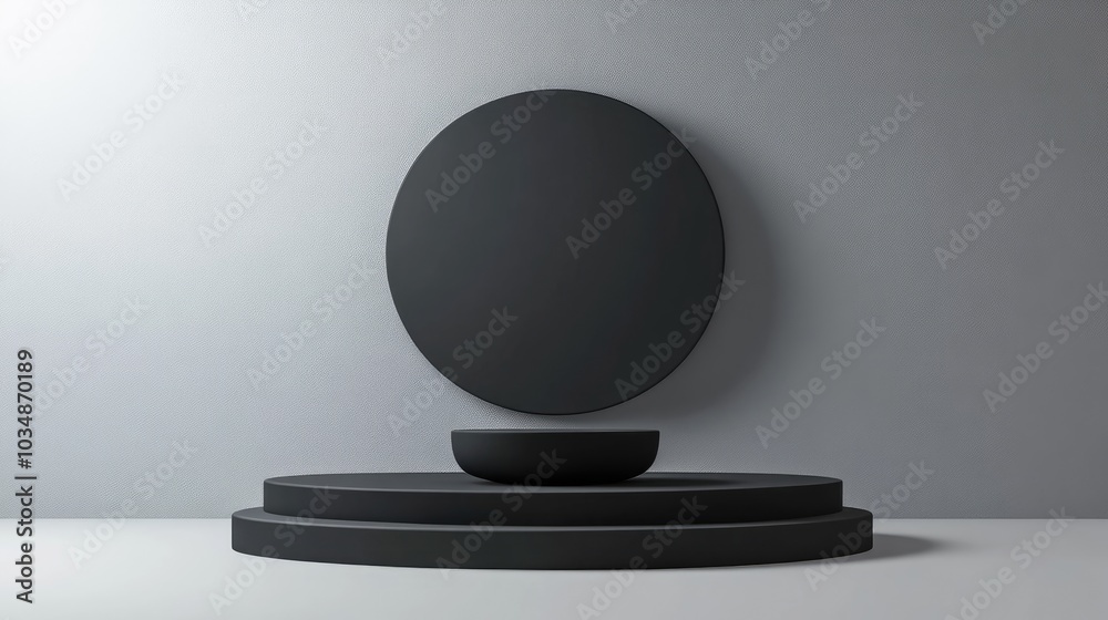 Poster minimalist podium scene for mock up presentation with ample copy space featuring an abstract 3d rend