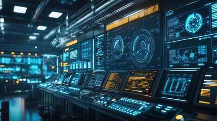 Fototapeta premium Futuristic Control Room with Advanced Technology