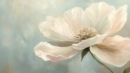 Obraz premium Close up oil painting of a delicate flower with soft colors against a gentle soothing background