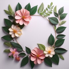 floral banner beautifully arranged with leaves and flowers, creating a natural and elegant display